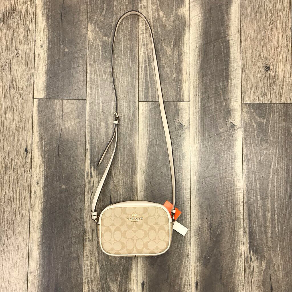 TAN SIGNATURE COATED CANVAS CROSSBODY