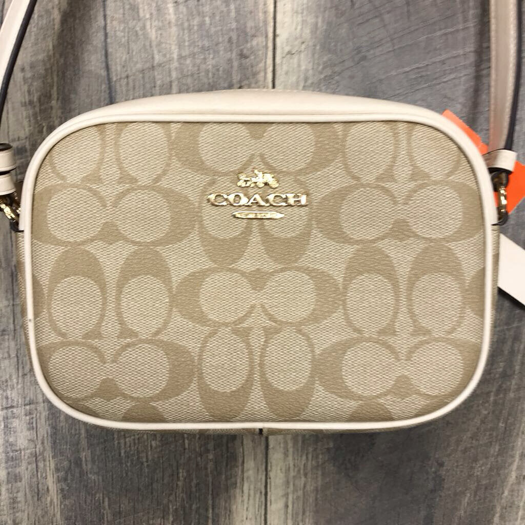 TAN SIGNATURE COATED CANVAS CROSSBODY