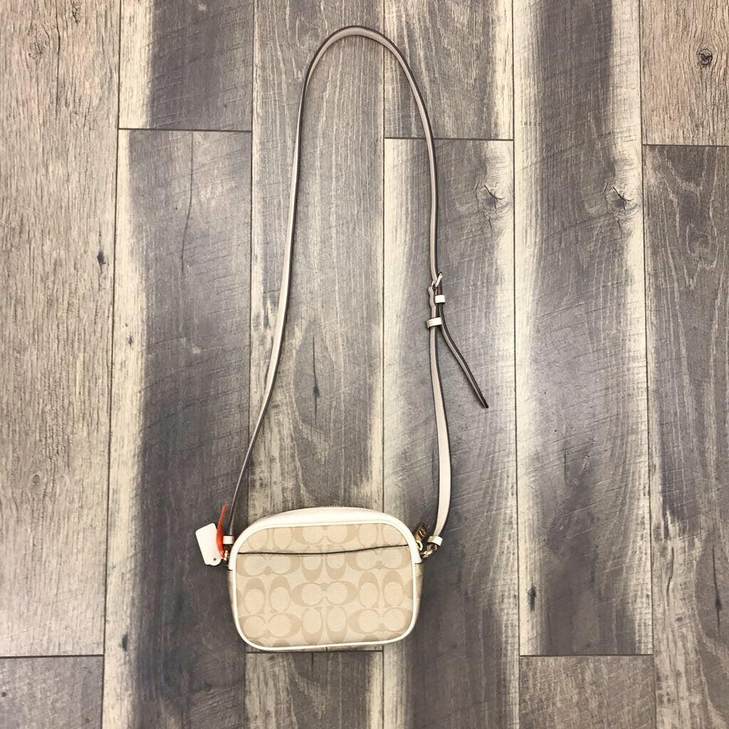 TAN SIGNATURE COATED CANVAS CROSSBODY