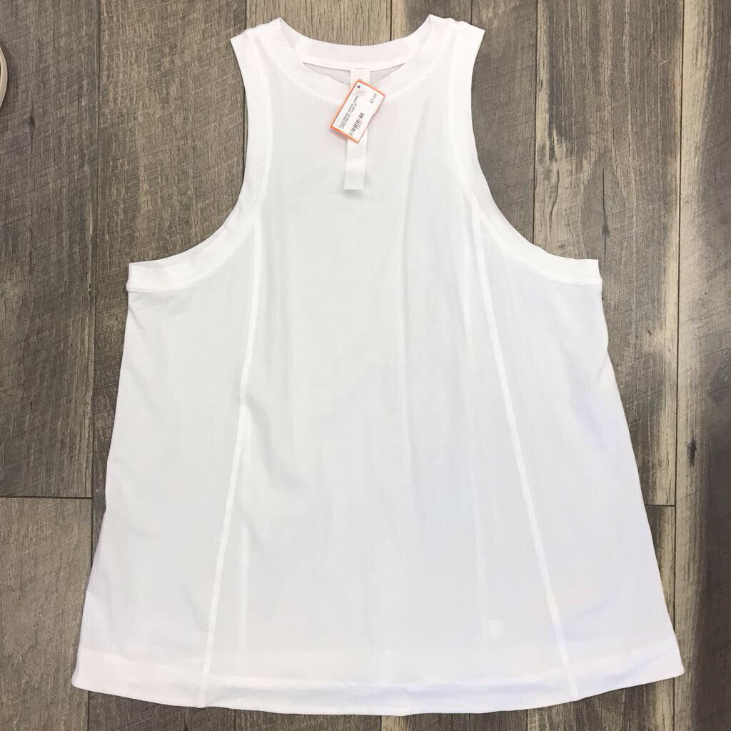 WHITE LONG CREWNECK TANK