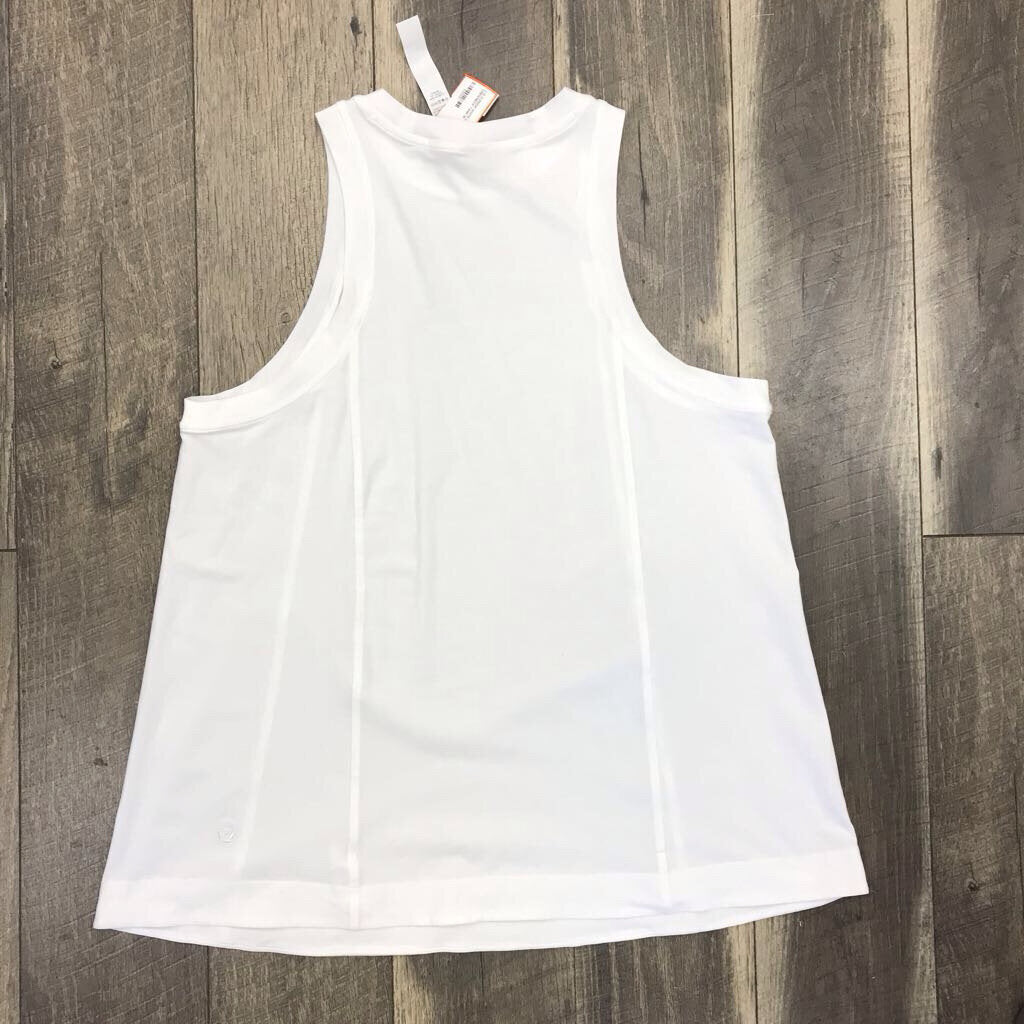 WHITE LONG CREWNECK TANK