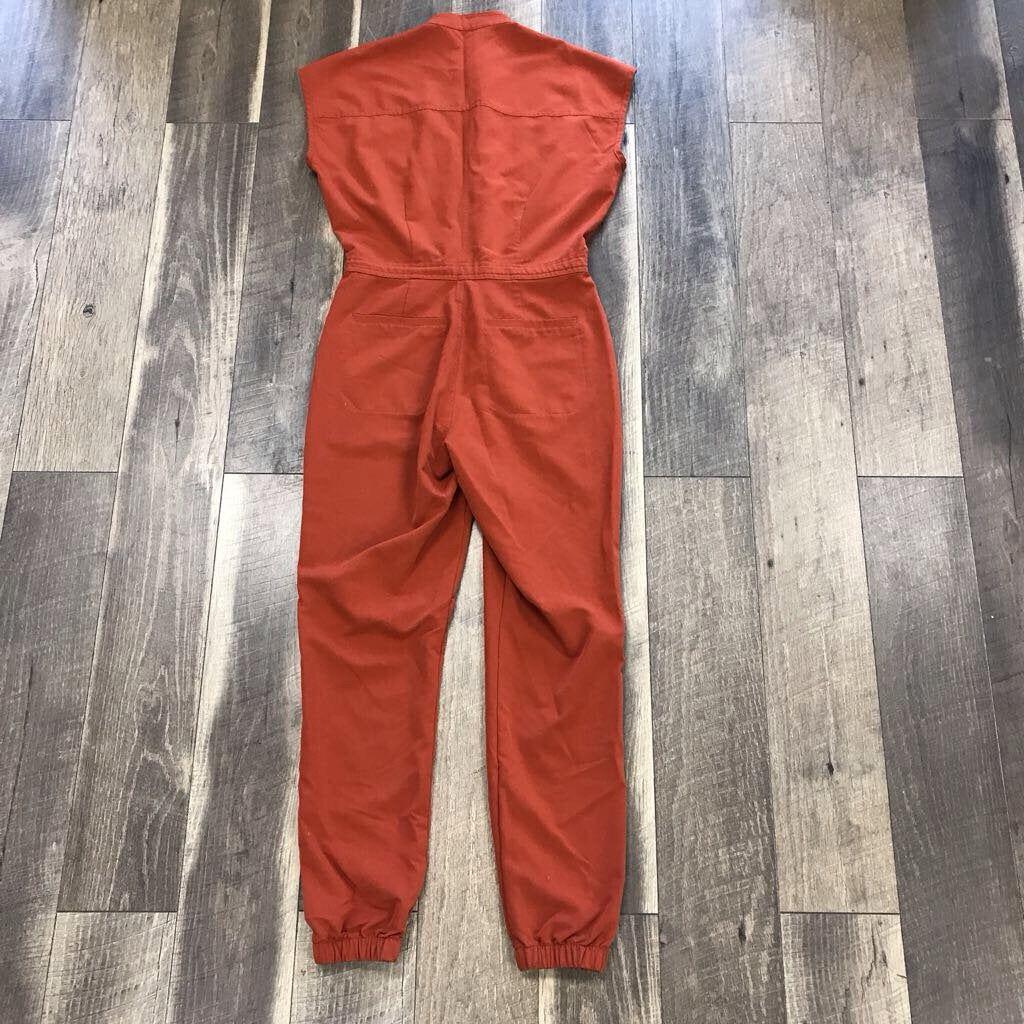 BURNT ORANGE SS JUMPSUIT