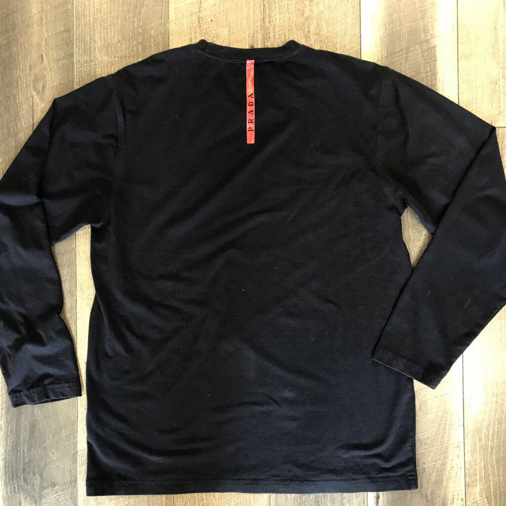 BLACK APPLIQUED LOGO LONG SLEEVE T