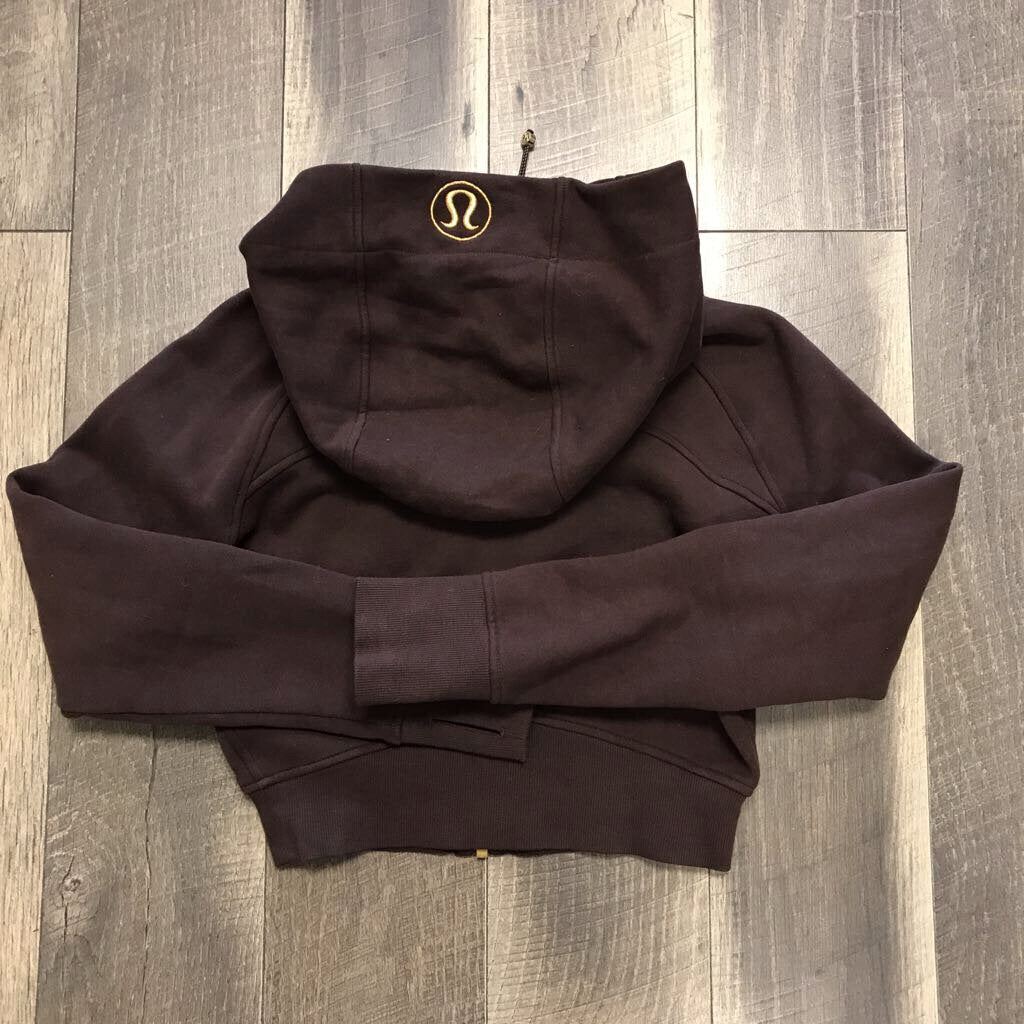 BROWN FULL ZIP CROP HOODIE