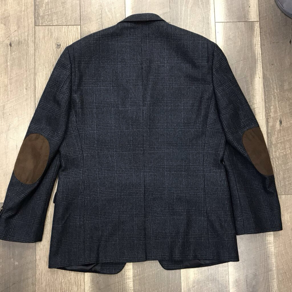 NAVY PLAID WOOL SPORT COAT