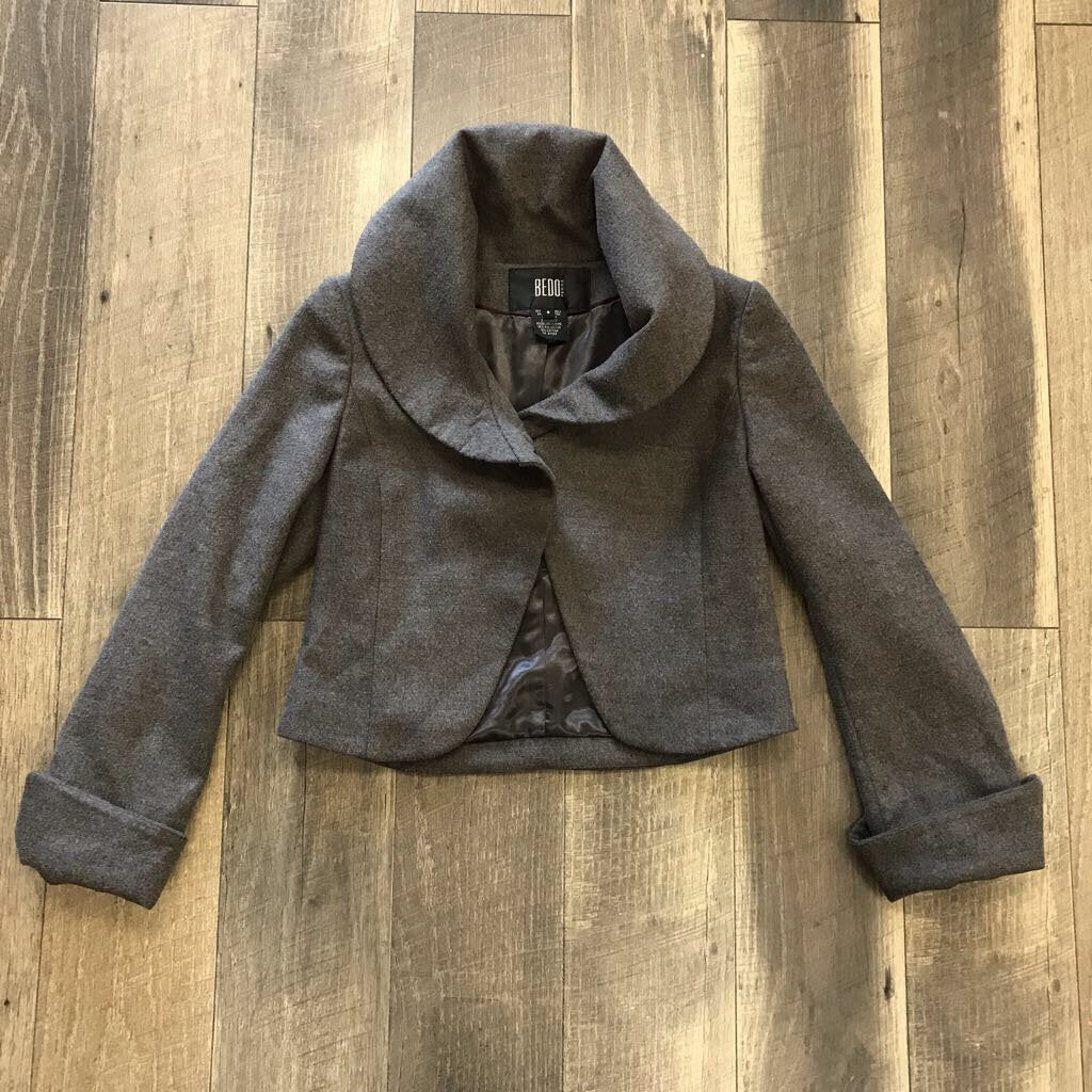 GRAY WOOL CROP JACKET