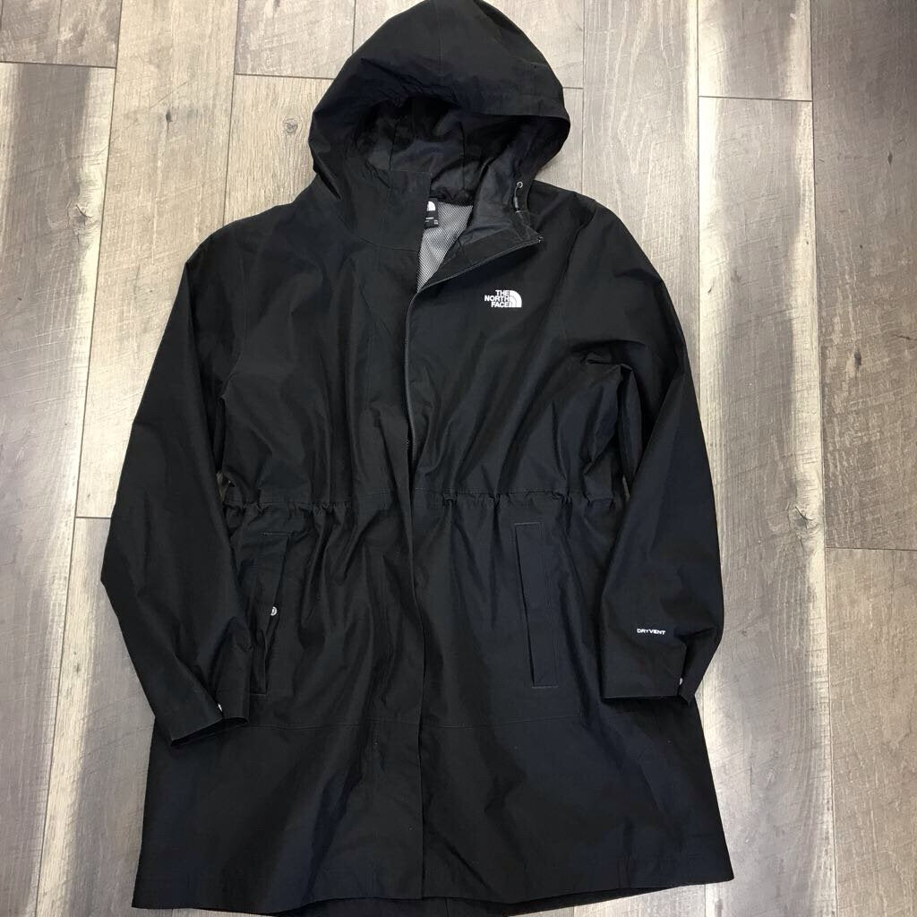 BLK LONG CINCH WAIST RAINCOAT