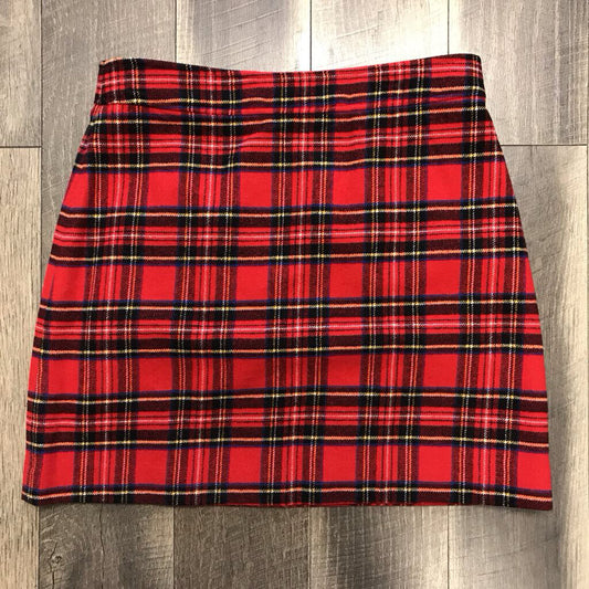 RED TARTAN PLAID SKIRT