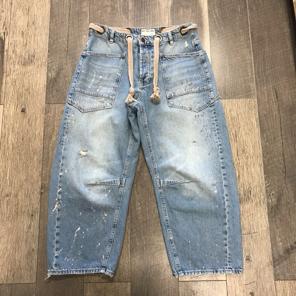 BARREL PAINT SPLAT JEAN W/KNOTTED BELT