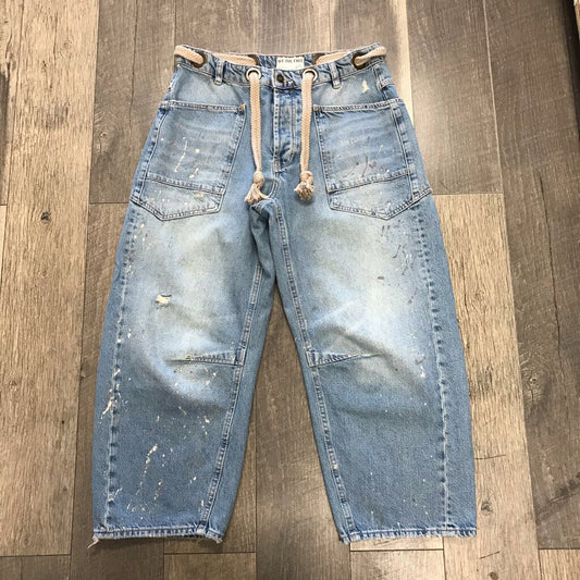 BARREL PAINT SPLAT JEAN W/KNOTTED BELT