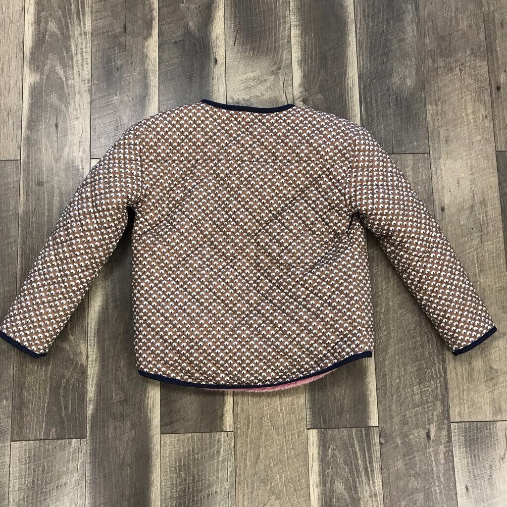 BROWN FLORAL QUILTED/FLEECE LINED JACKET