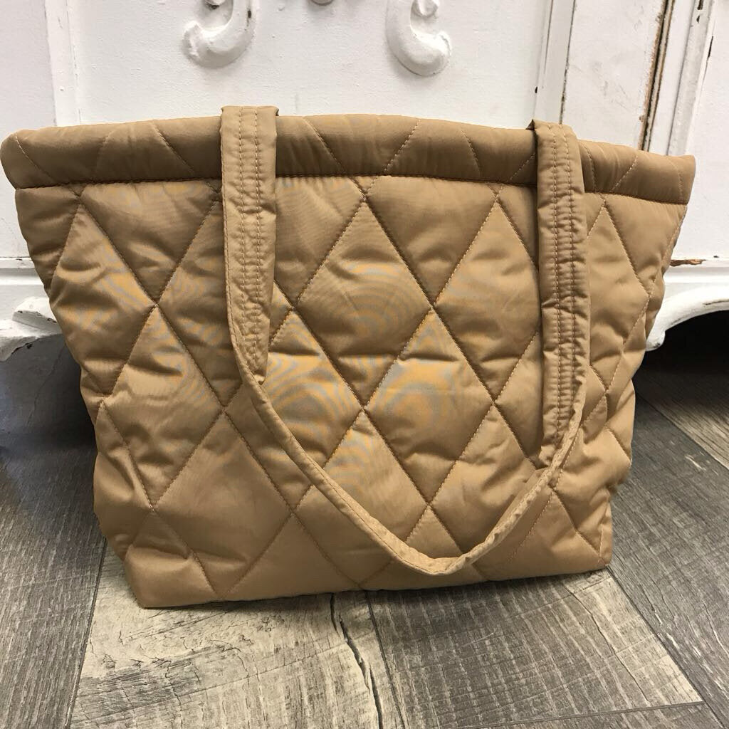 TAN QUILTED NYLON BAG