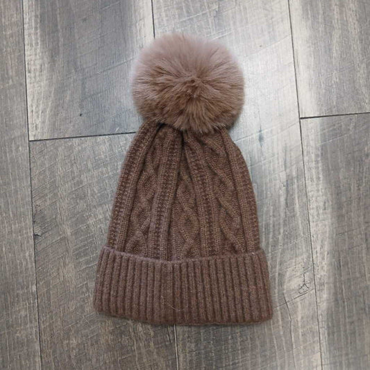 BROWN POM POM HAT