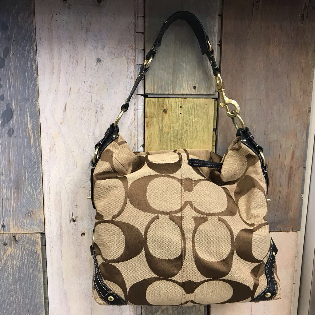 BROWN SIGNATURE HOBO PURSE Y2K