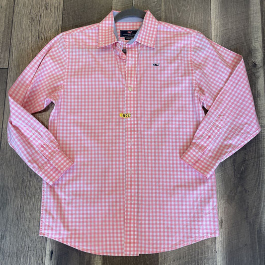 PINK GINGHAM BUTTON UP