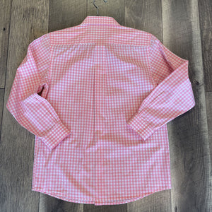 PINK GINGHAM BUTTON UP